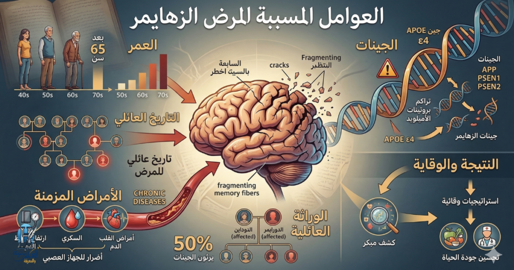 تتشابك خيوط العمر والجينات والتاريخ العائلي مع نمط الحياة لتشكل خارطة معقدة ترسم احتمالات الإصابة بالزهايمر وتحدد مسار قوته