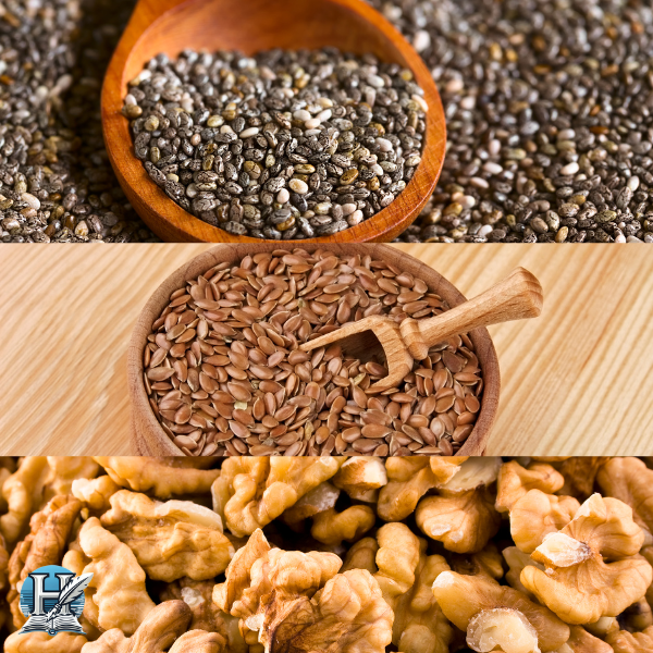 بذور الشيا، بذور الكتان، والجوز
