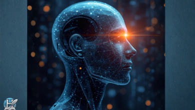 دماغ رقمي يمثل الذكاء الاصطناعي وتفكيك الخرافات الشائعة حول قدراته الحقيقية