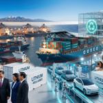 مشهد بانورامي يدمج مراحل استخراج وتصنيع الليثيوم مع عنوان المقال "الذهب الأبيض" بانسيابية فنية