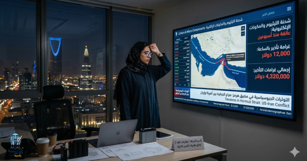 المهندسة ليلى في مكتبها بالرياض تواجه صدمة الأرقام الناتجة عن تعطل شحناتها الحيوية في الموانئ