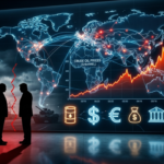 لوحة تبرز الترابط الاقتصادي العالمي وتأثير الصراعات السياسية على أسواق الطاقة والمال